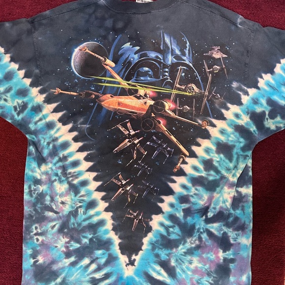 Vintage 90’s Star Wars Liquid Blue Tie-Dye T-Shirt Men’s Large - Picture 2 of 10